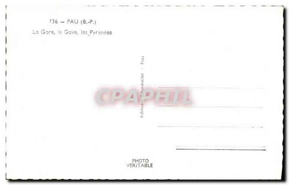 A Estação, o Gave, as Pirineus — Pau — Editor Chuntocler - Verso