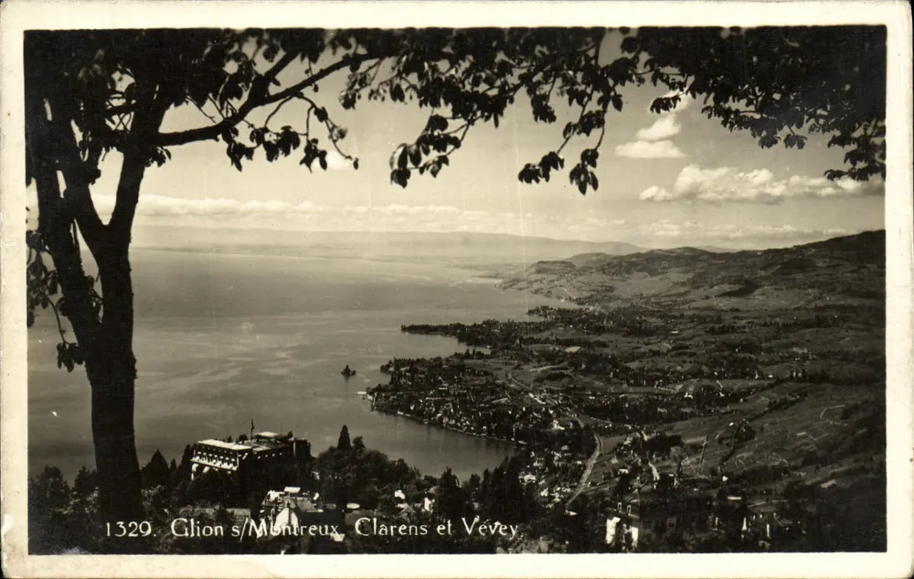 Glion s/Montreux, Clarens und Vévey — Panoramablick — Serie 1329 - Vorderseite