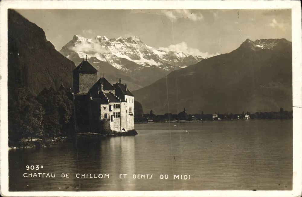 Castelo de Chillon e Dentes do Meio-Dia — Fot. Ed. Santini, n° 903B - Frente
