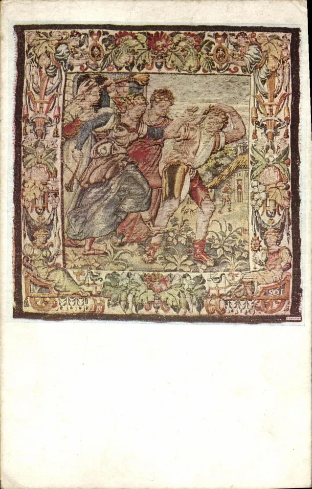 Der vergeudete Sohn vom Hofe seiner Freunde verjagt — Flämische Tapete um 1600 — Victoria and Albert Museum - Vorderseite