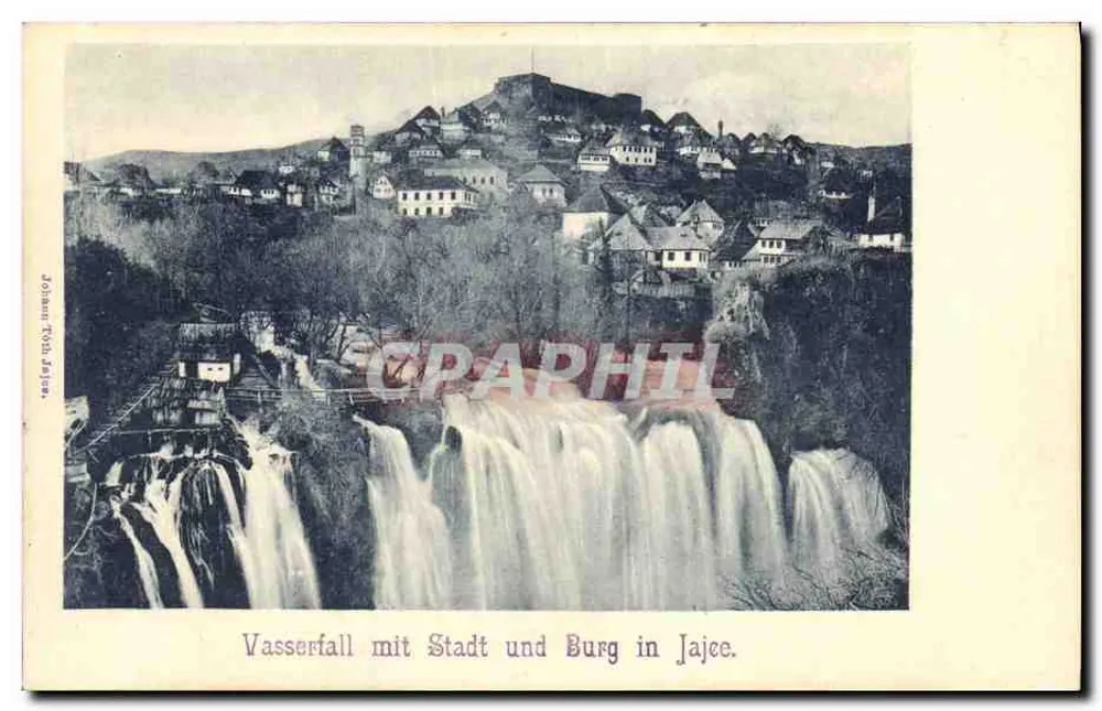Wasserfall mit Stadt und Burg in Jajce — Johann Tyth, Jajce - Vorderseite
