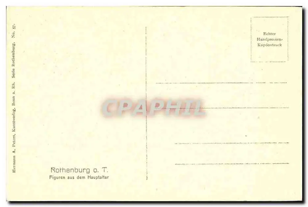 Figuren des Hochaltars — Rothenburg o.T. — Hermann A. Peters, Bonn, Serie Nr. 57 - Rückseite
