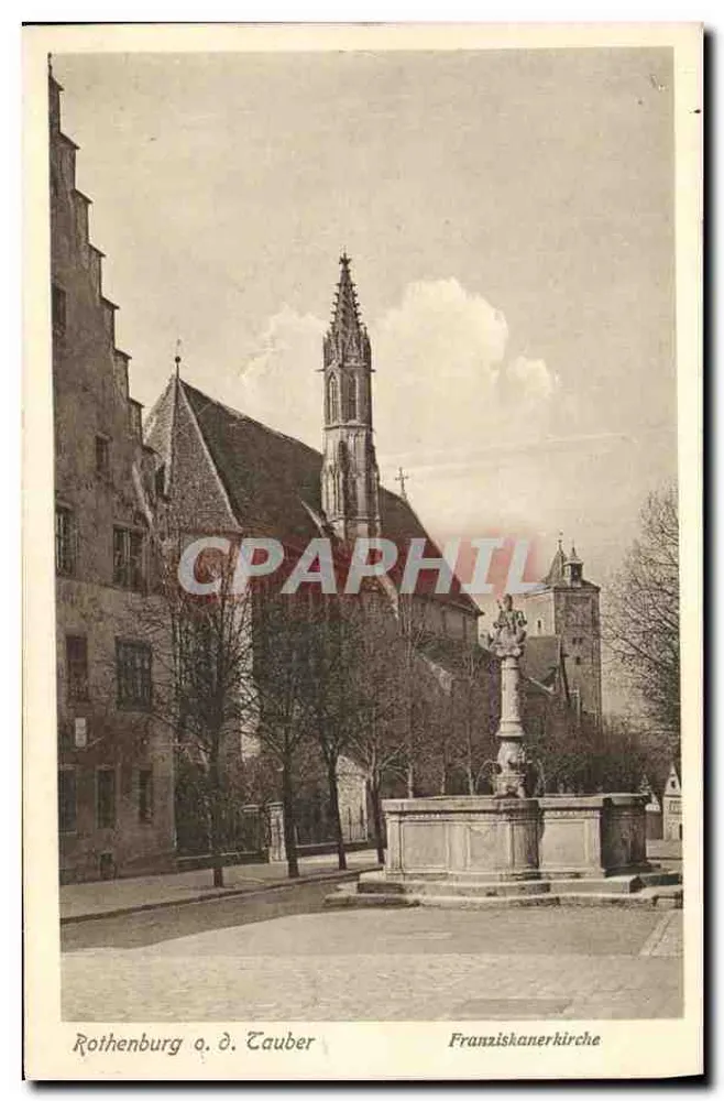 Rothenburg o. d. Tauber — Igreja dos Franciscanos com fonte — Verlag Ernst Geis-Geisweiler - Frente