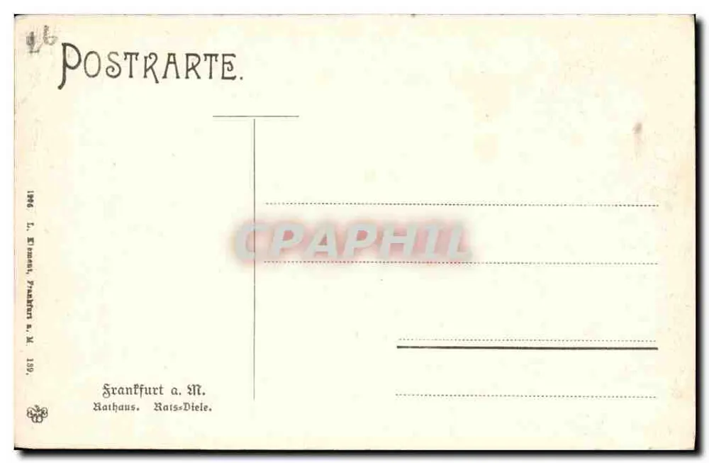 Interior do Rathaus de Frankfurt am Main — editor L. Eilment, n° 139 - Verso