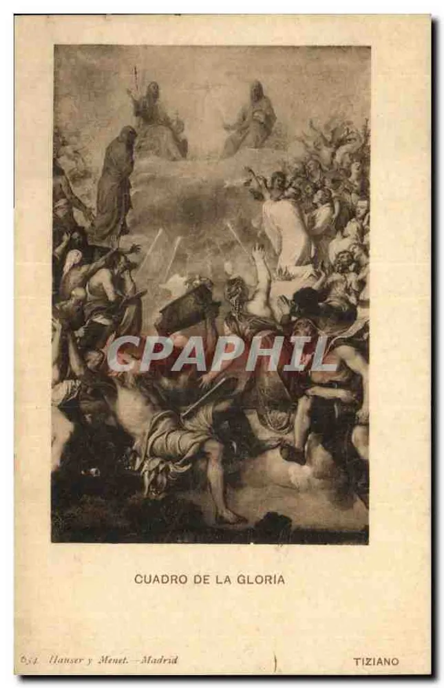 Cuadro de la Gloria — Tiziano — editor Hlanser y Menet, Madrid, n° 651 - Frente
