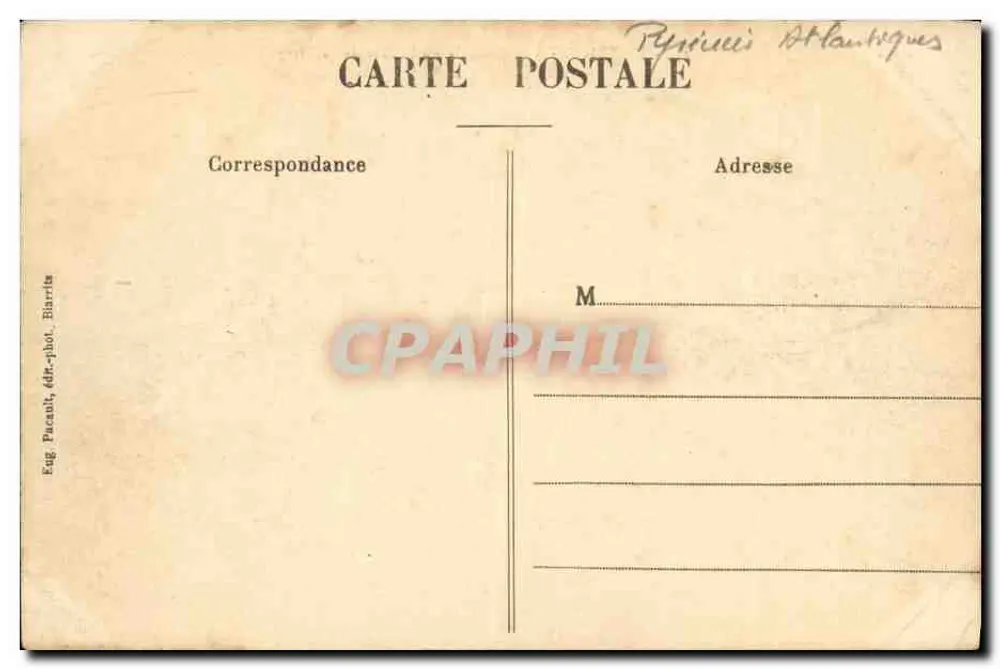 Biarritz — Allgemeine Ansicht des Rocher de la Vierge — Egé Pacaut, Verlag-Fotograf Biarritz, Nr. 25 - Rückseite