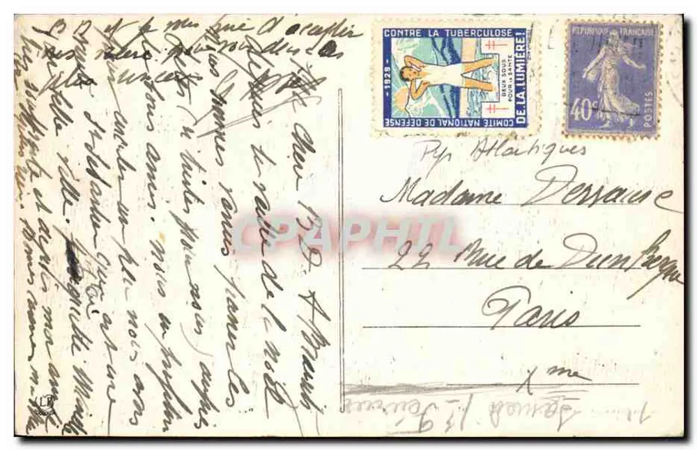 Biarritz - Der Felsen der Jungfrau bei Sturm — Phototype Lassuche Frères, N°1206 - Rückseite