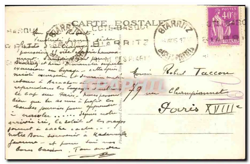 Biarritz (B.-P.) — Rocher de la Vierge — M.D. — n° 459 - Verso