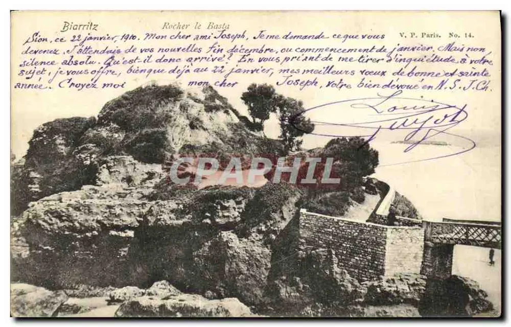 Biarritz — Rocher le Basta — V.P. Paris, No. 14 - Frente