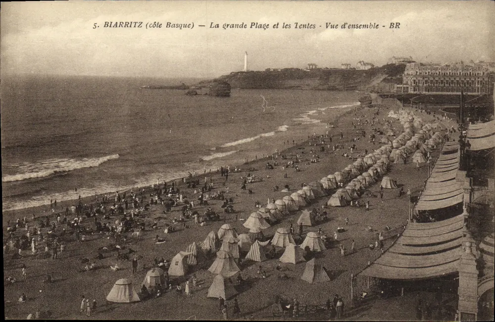 Biarritz (Baskenküste) — Grande Strand und Zelte — Überblick — BR - Vorderseite