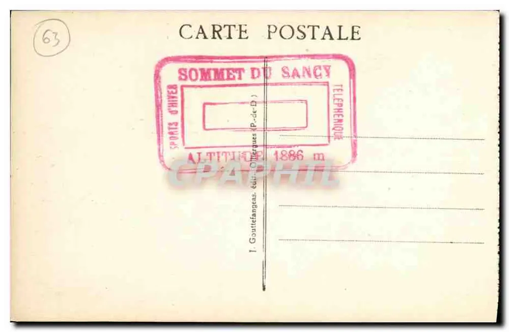Le Puy de Sancy — 1886 m hoogte — G. D'O. n°1438 - Achterkant