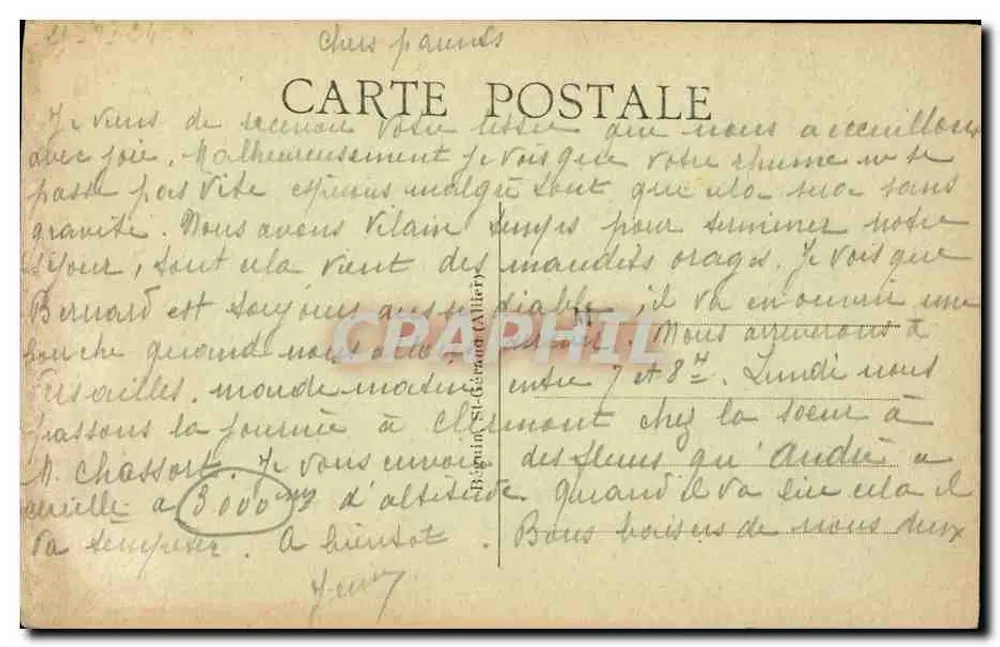 Pontgibaud — Denkmal für die Patrie — Verlag Ideal, n° 2960 - Rückseite