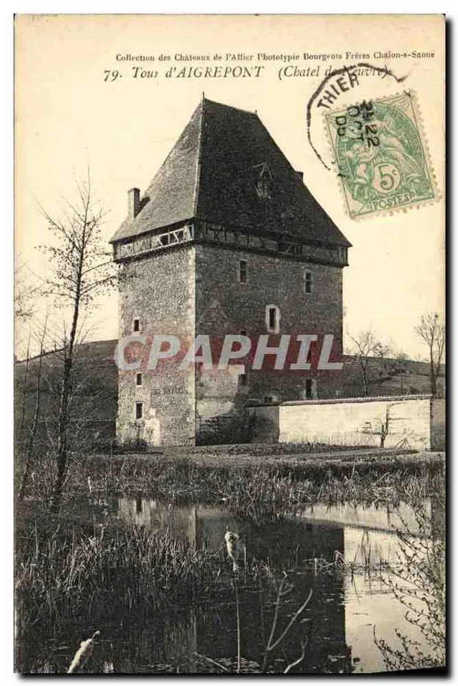 Wieża AIGREPONT — Zamek Aigrepont — Kolekcja Zamek Allier, Fototypia Bourgeots Frères, Chalon-sur-Saône - Awers