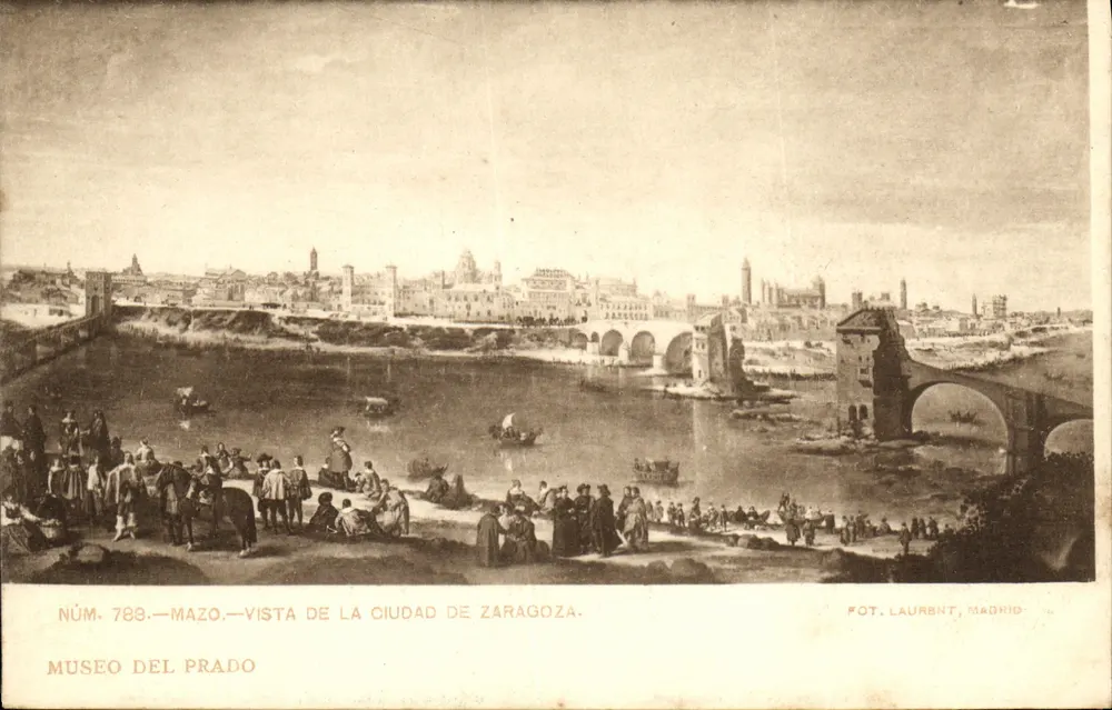 Ausblick auf die Stadt Zaragoza — Prado-Museum — Foto. Laurent, Madrid - Vorderseite