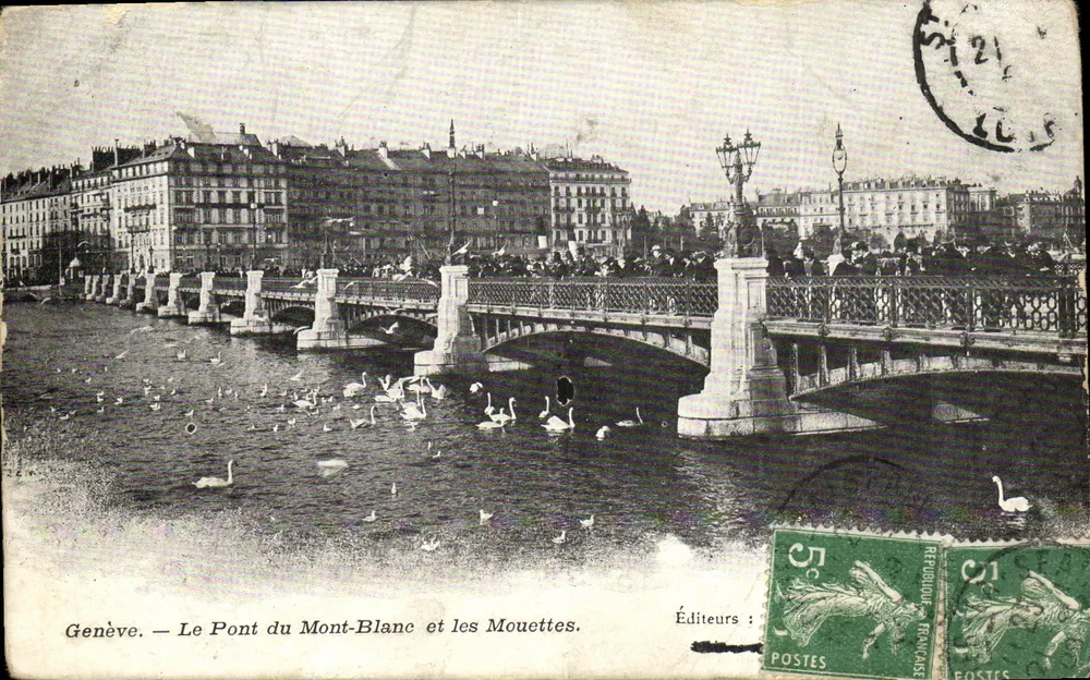 Genève — Der Mont-Blanc-Brücke und die Möwen — Verlag: POSTES - Vorderseite