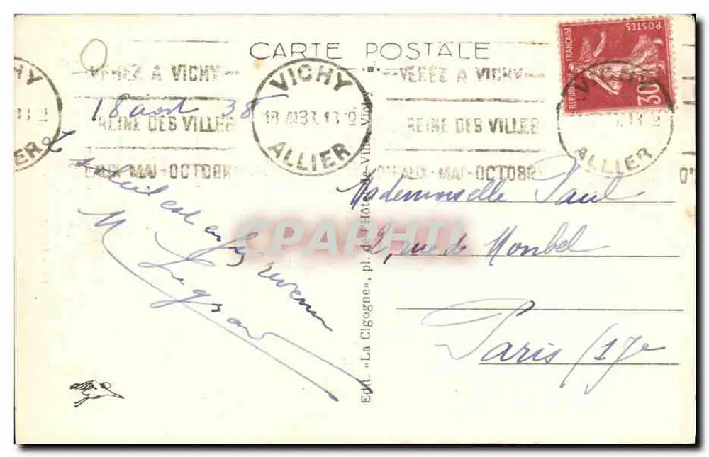 Der Cabrettaire — Typen der Auvergne — Verlag La Cigogne, n°416 - Rückseite