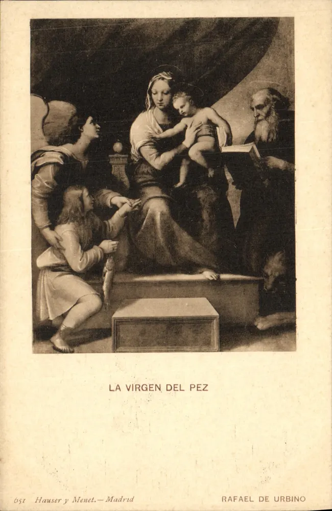 La Virgen del Pez — Rafael de Urbino — Hauser y Menet, Madrid, n° 051 - Vorderseite