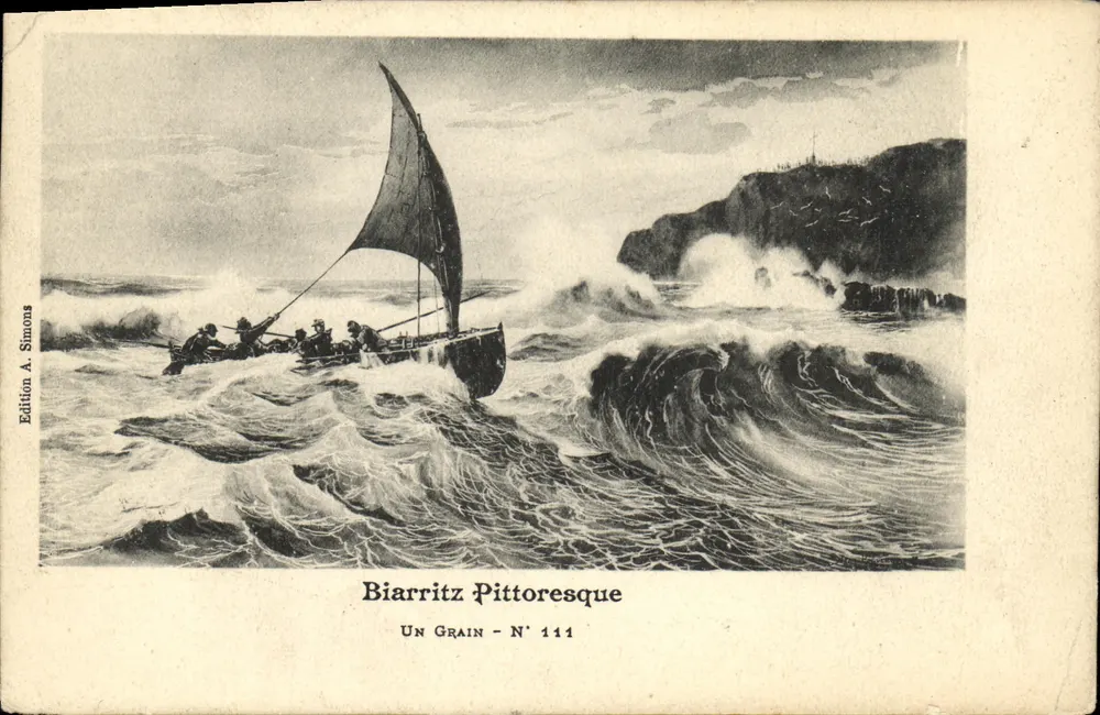 Biarritz Vista pitoresca — Um Grão — N° 111 — Edição A. Simons - Frente