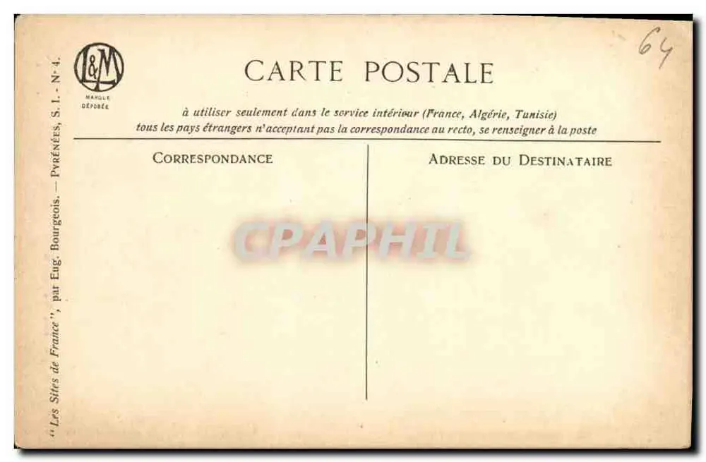 Biarritz — Rocher de la Vierge — editor Les Sires de France, N° 4 - Verso