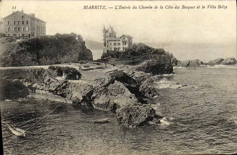 Biarritz — Eingang zum Weg der Côte des Basques und Villa Belza — Verlag Villat, Nr. II - Vorderseite