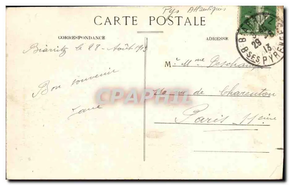Biarritz Pittoresk — Der Felsen der Jungfrau — Verlag Lomnian, Vendeuvre - Rückseite