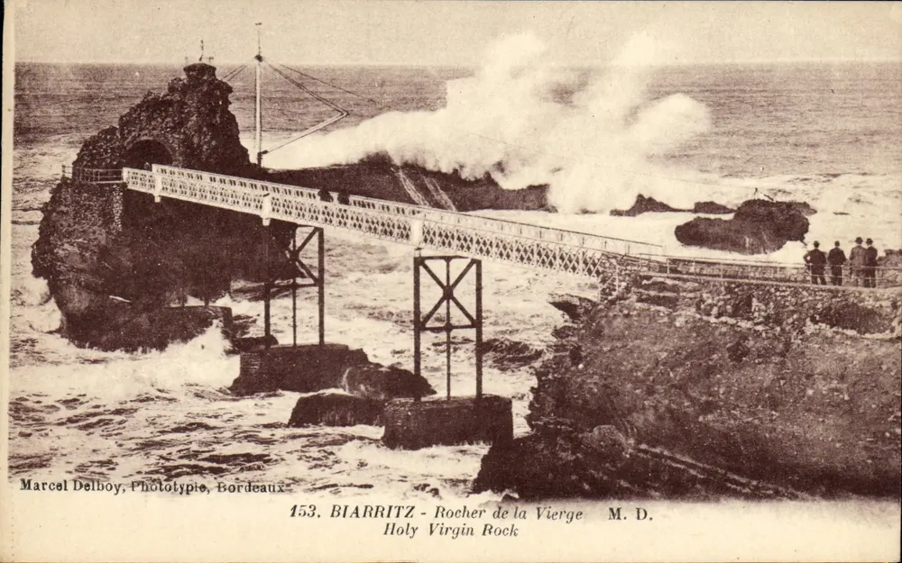 Biarritz - Rocher de la Vierge — Marcel Delboy, Fototipia, Bordeaux, n° 153 - Frente