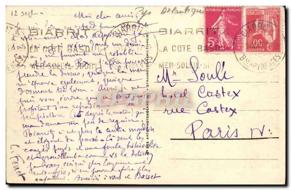 O « Basta » à maré alta — Biarritz — editor A.P.H. n° 55 - Verso
