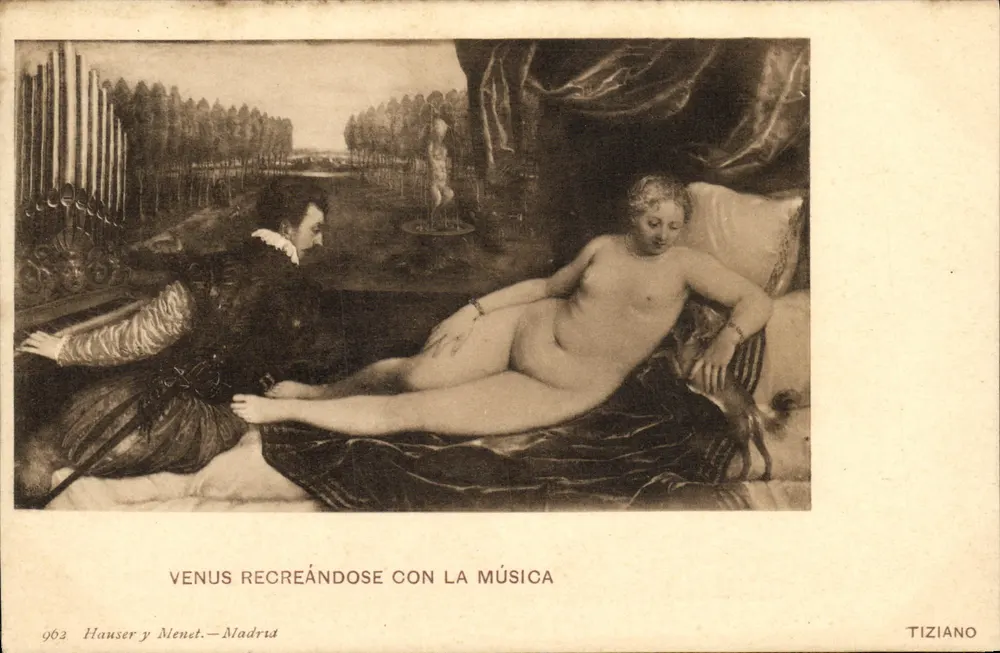 Venus, die sich mit Musik abzeichnet — Tiziano — Hauser y Menet, Madrid, n° 963 - Vorderseite