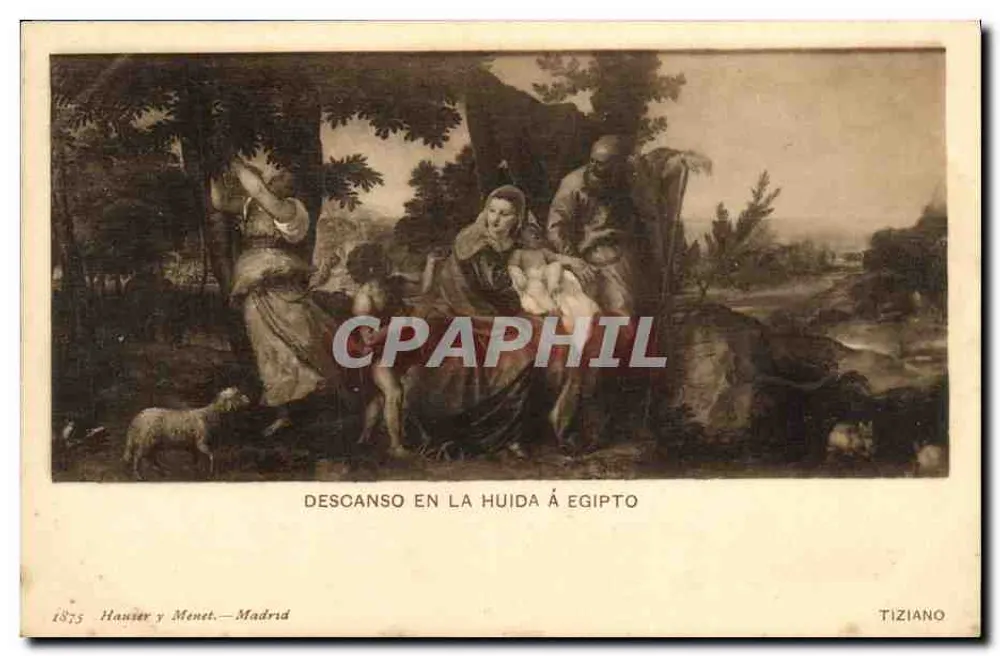 Ruhe in der Flucht nach Ägypten — Tiziano — Hausser y Menet, Madrid - Vorderseite