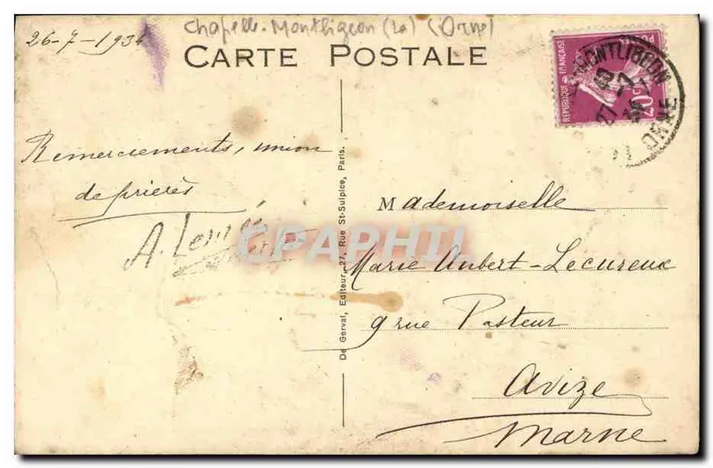 Kirche Notre-Dame de Montligéon — Der Hauptaltar — Verlag De Gervel, Nummer nicht sichtbar - Rückseite