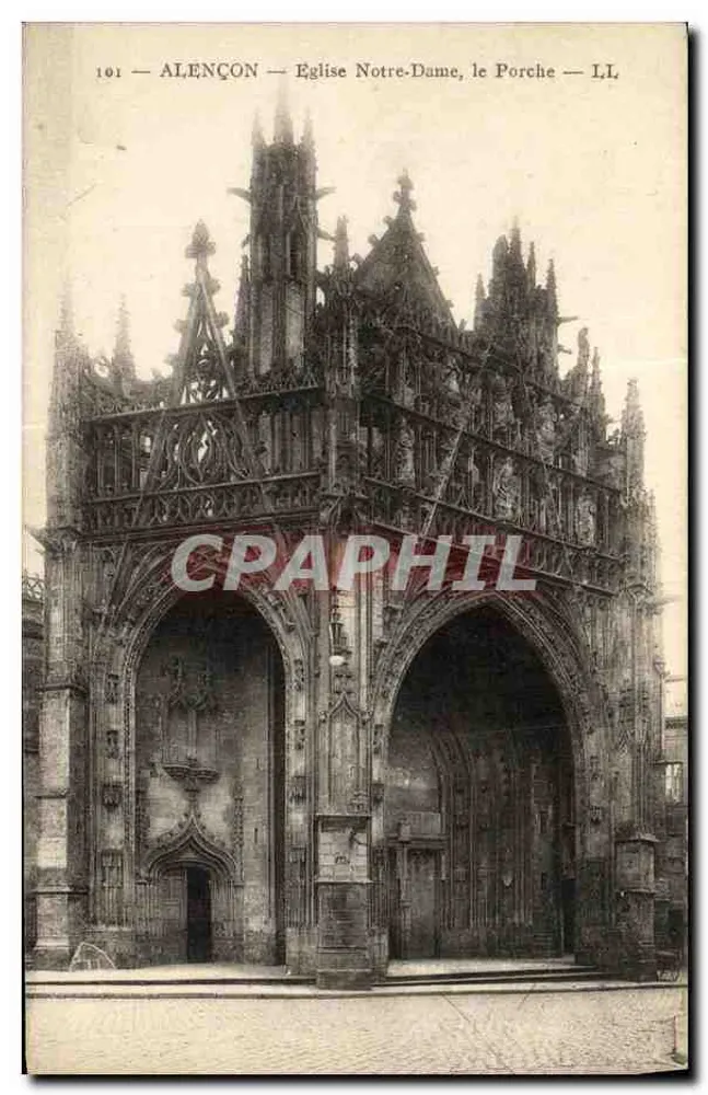 Alençon — Kirche Notre-Dame, der Portalbereich — LL, n°101 - Vorderseite