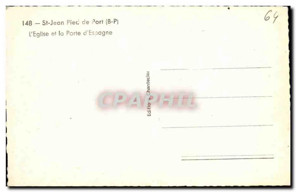 St-Jean Pied de Port — Die Kirche und die Tür von Spanien — Edition Chanteclier, n°148 - Rückseite