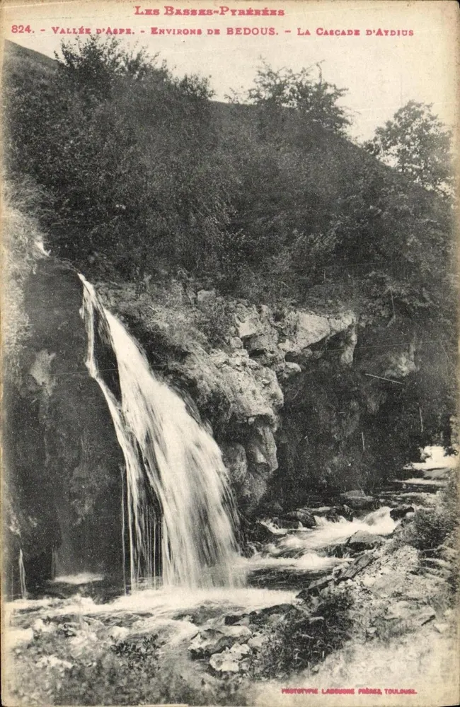 Vallée d'Aspe - Environs de Bedous - La Cascade d'Aydius — Fototipia Labeaume Frères, Toulouse - Frente