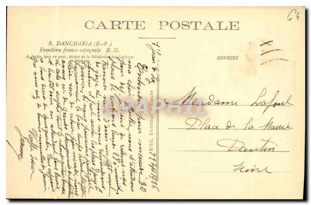 Dancharia — Fronteira franco-espagnola — R.D. (editor) - Verso