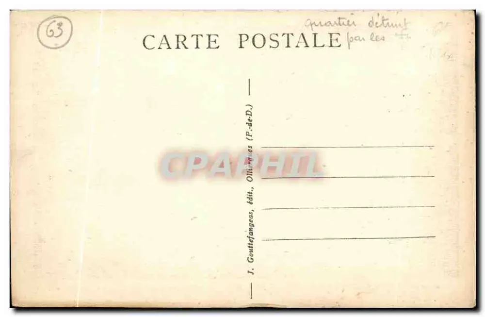 Clermont-Ferrand — Rue Montlosier und Glacis de la Poterne — g. d'o. - 1201 - Rückseite