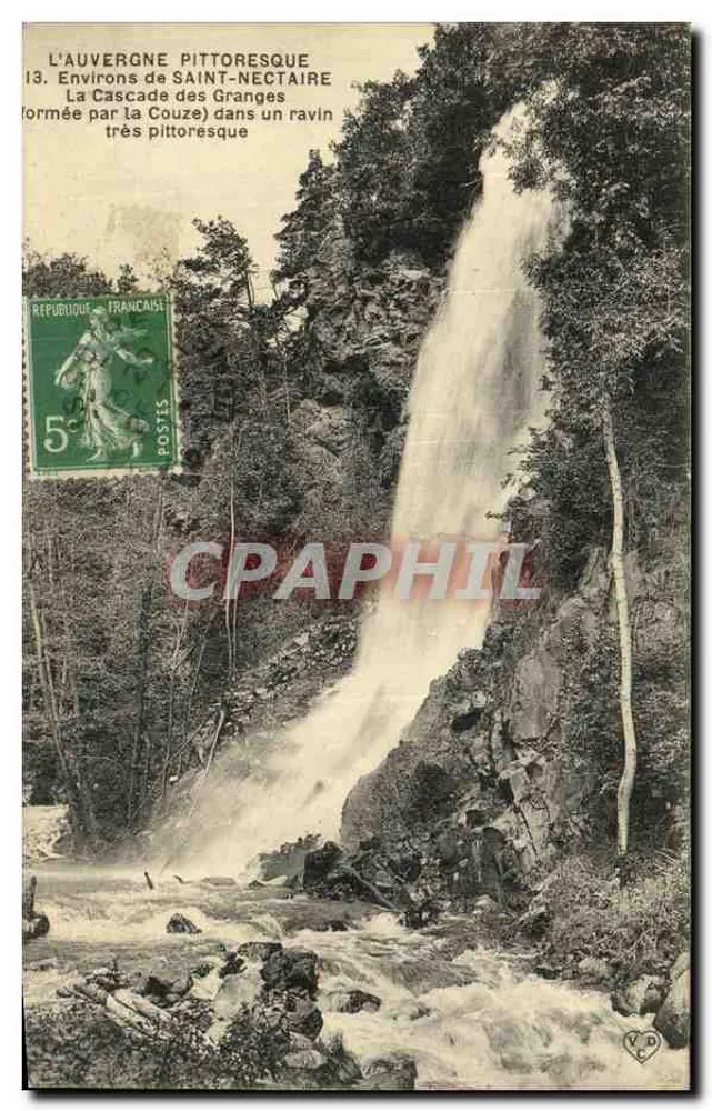 L'Auvergne pittoresca — La Cascata delle Granges in una gola formata dalla Couze — editore V.D. (verso) - Recto