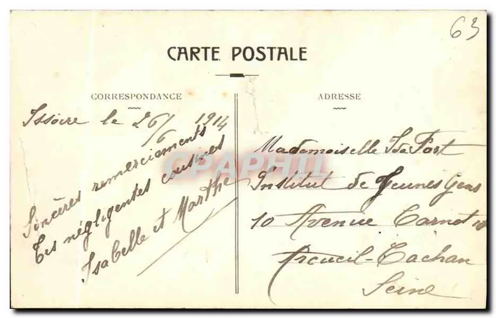 L'Auvergne pittoresca — La Cascata delle Granges in una gola formata dalla Couze — editore V.D. (verso) - Verso