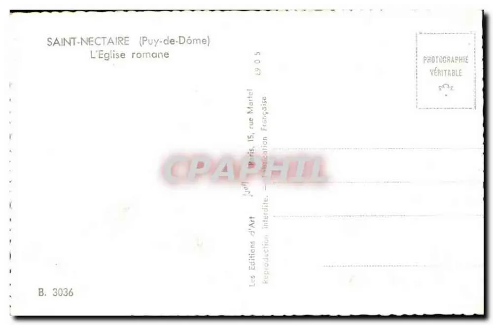 Saint-Nectaire (Puy-de-Dôme) — A Igreja Romana — Les Éditions d'Art, Paris - Verso