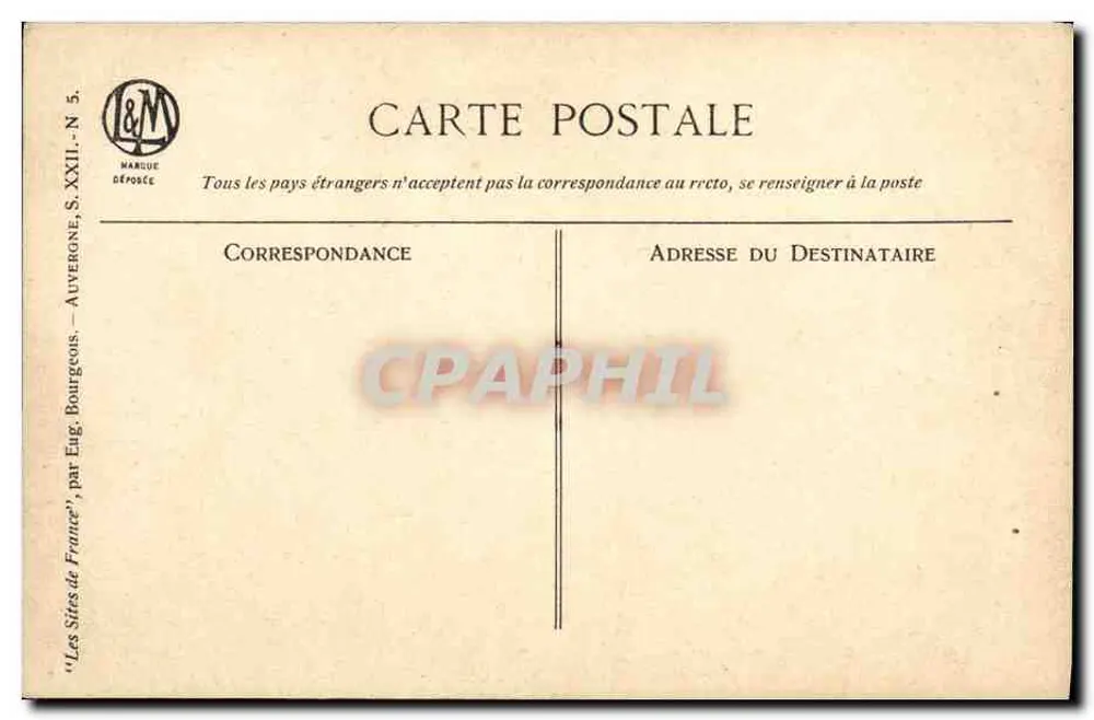Cachoeira de Cavernières — Editor A. & M. — Série S. XXII, N° 5 - Verso