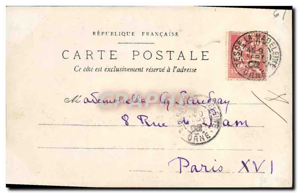 Tour de la Chèvre — La Madeleine — Antieke ansichtkaart uitgegeven door de Franse Republiek - Achterkant