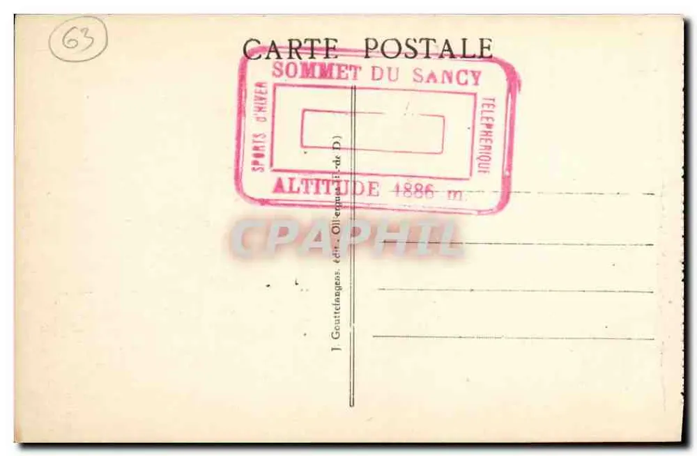 O MONT-DORÉ - Buron ao pé do Sancy — editor J. Goulttlinganges, n° 1515 - Verso