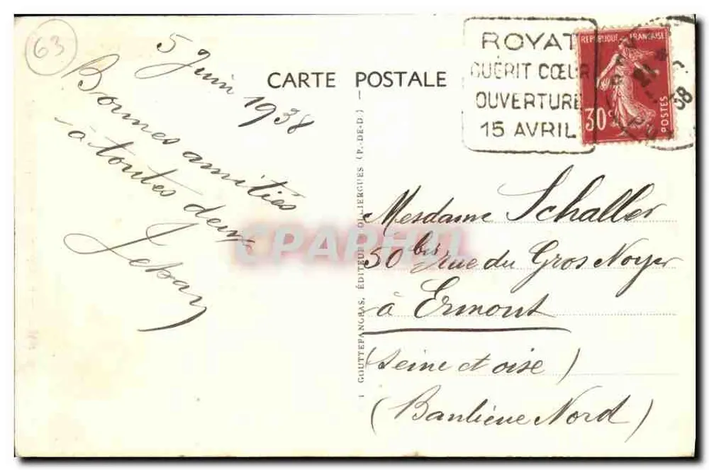 ROYAT — Caminho do Paraíso — G. D'O, n°1317 - Verso