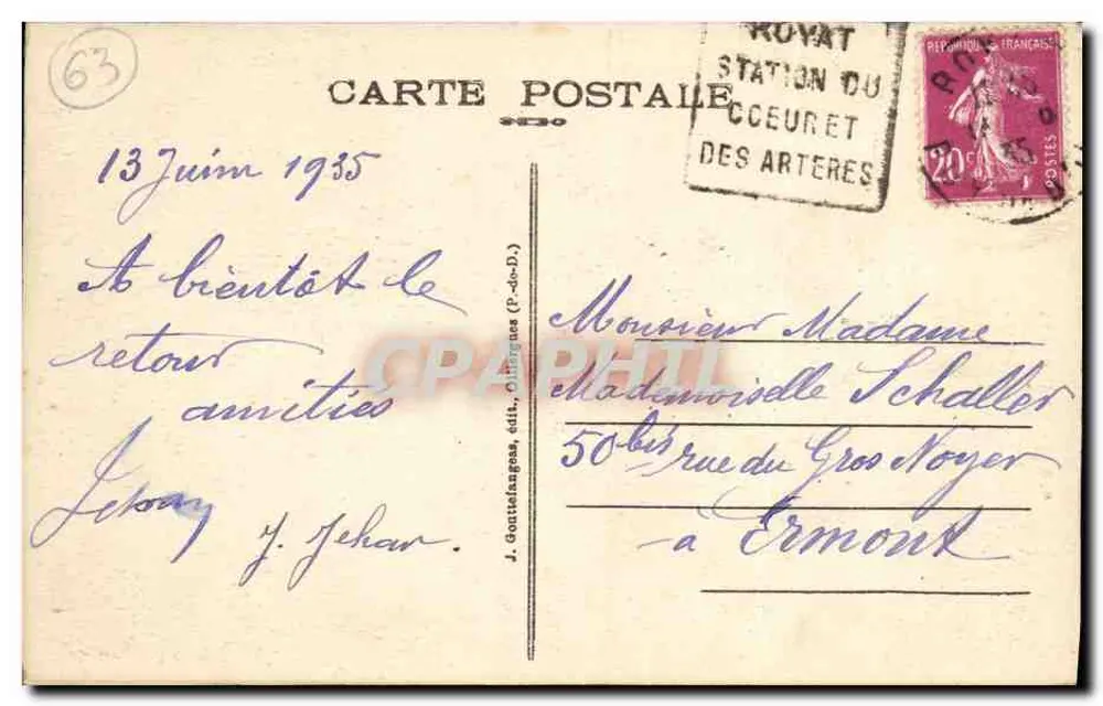 Parc Bargoin - La Grande Allée sous bois — Royat, G.D.O. 494 - Rückseite
