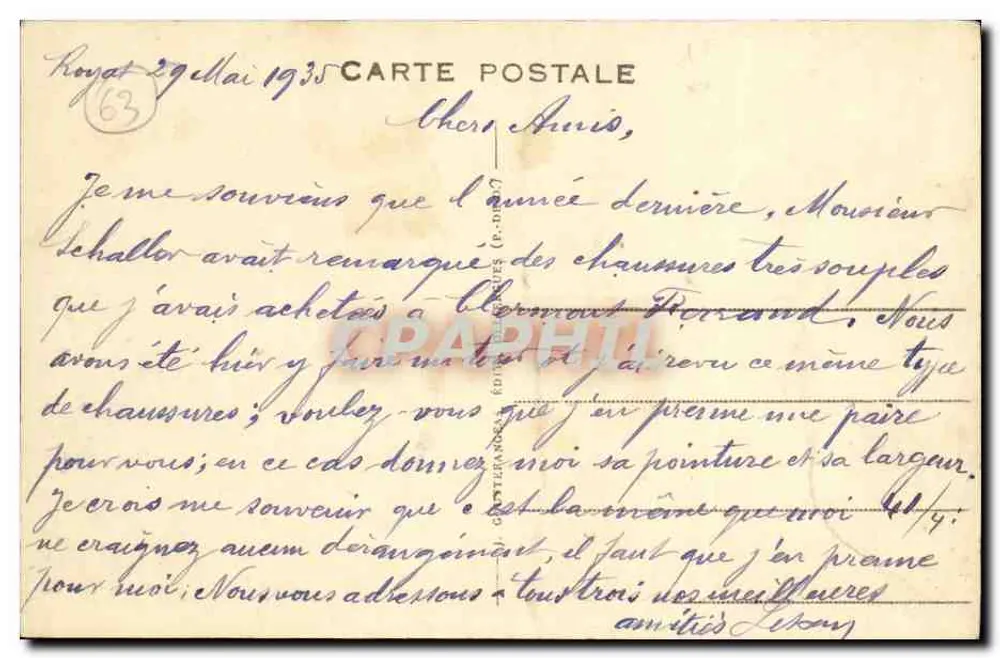 Royat — Vista pitoresca — G. D'O. 1177 - Verso