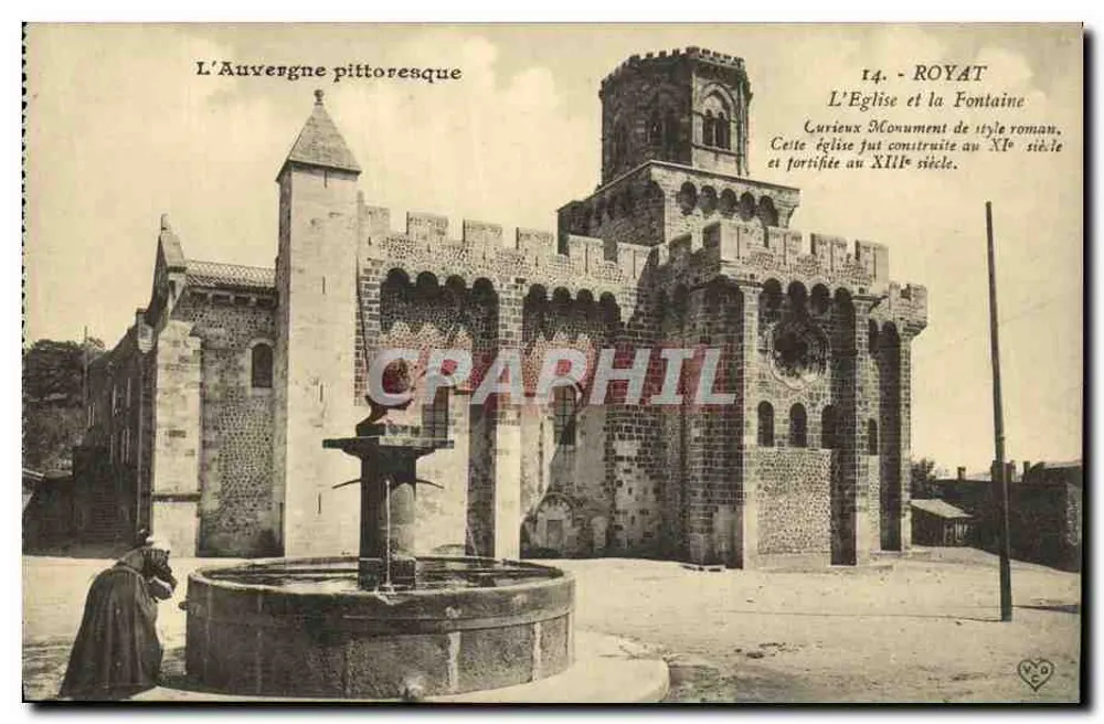 Royat — Die Kirche und die Fontäne — Pittoreske Auvergne - Vorderseite