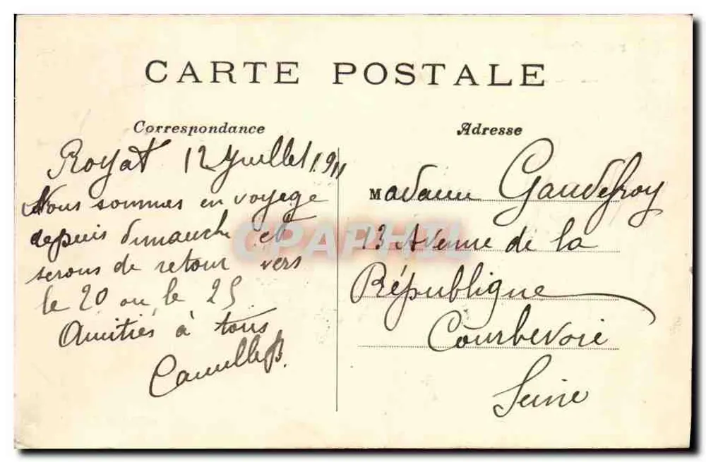 Igreja de Royat — Séculos XII e XV — Editor: H. Dicondella Paris - Verso