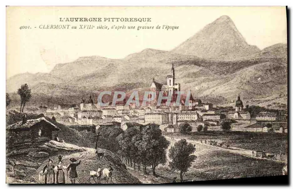 Clermont im 18. Jahrhundert — nach einer Holzschnittzeichnung der Zeit — Béguin, Avenue J.-L.-Batail, Vichy - Vorderseite