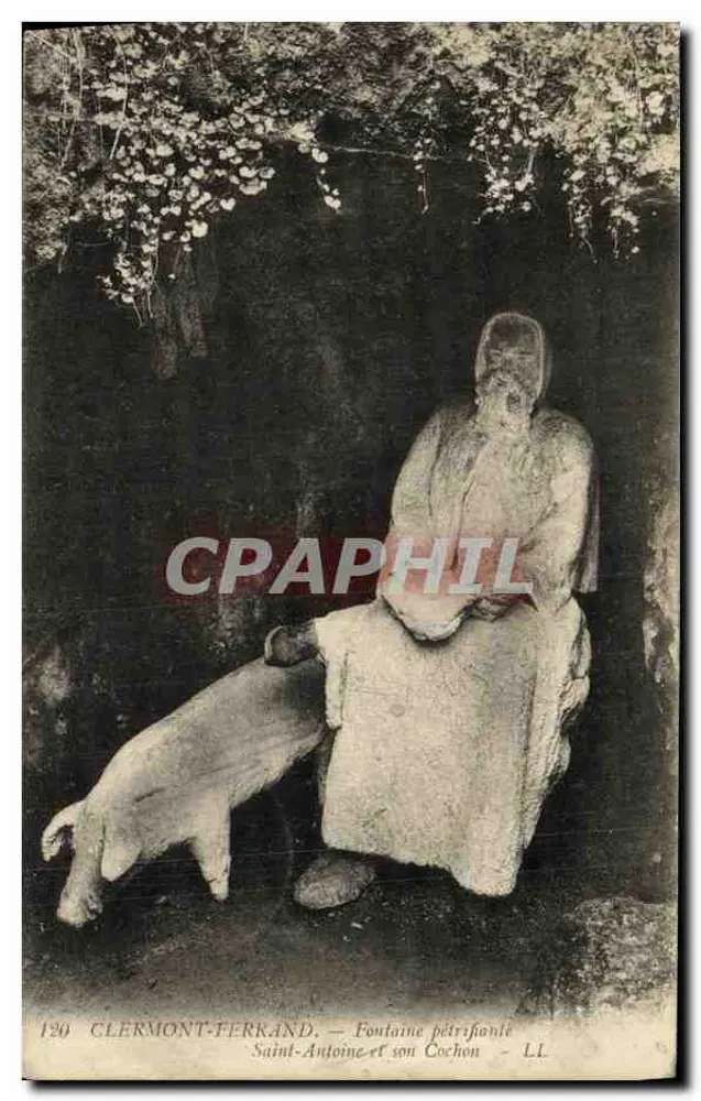 Clermont-Ferrand — Versteinerte Fontäne Saint-Antoine und sein Schwein — L.L. Nr. 120 - Vorderseite