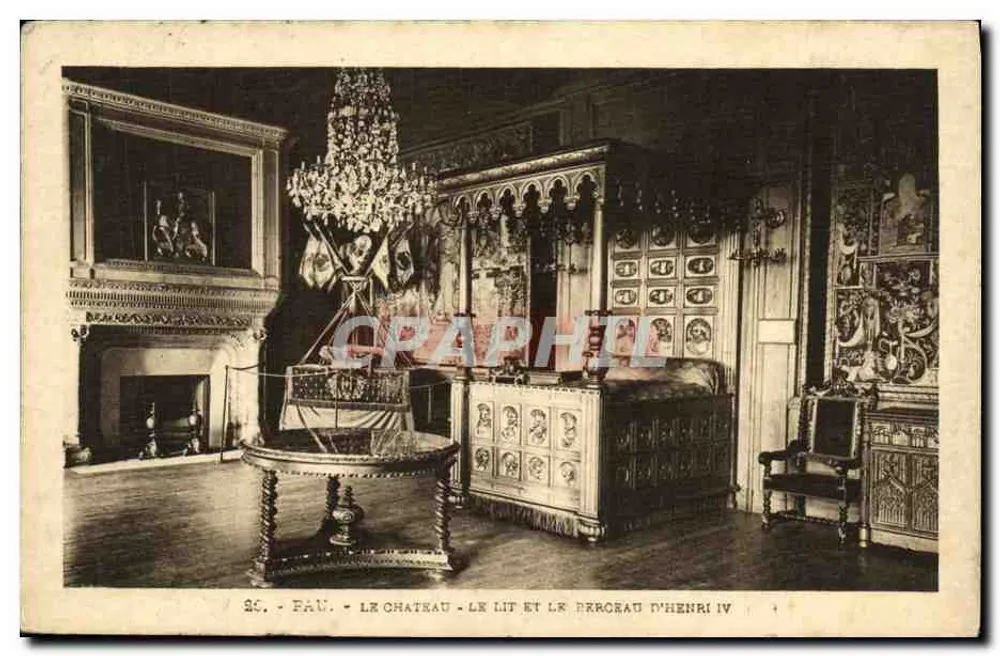 Pau - Das Schloss - Das Bett und das Wiegen von Henri IV - Vorderseite