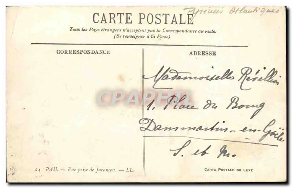Pau — Vista tirada de Jurançon — Carte Postale de Luxe - Verso